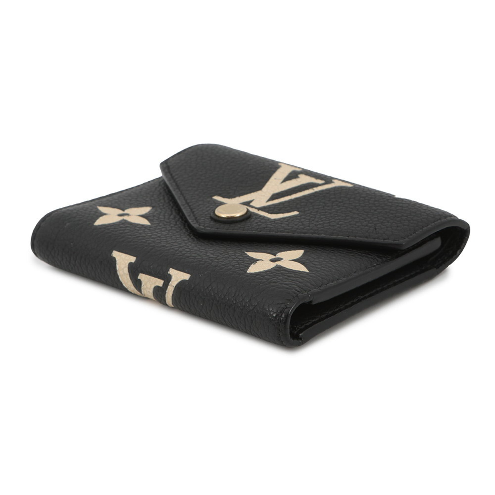 Louis Vuitton Beige Bicolor Black Monogram Monogram Empreinte Wallet (Tri-Fold)
