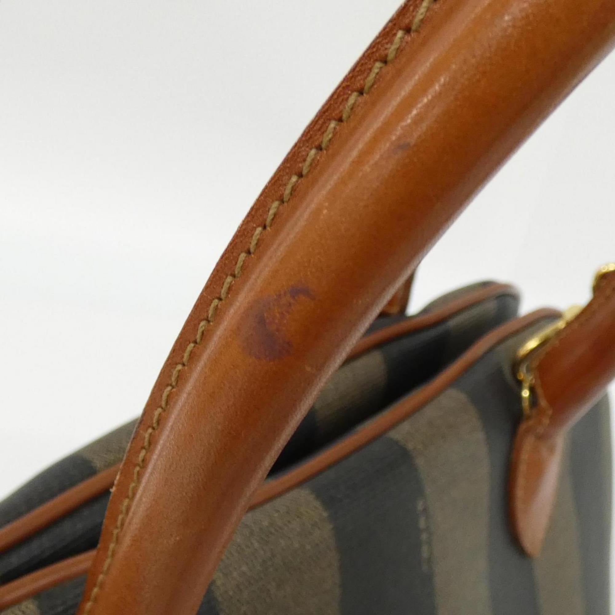 Fendi Brown Coated Canvas Handbag