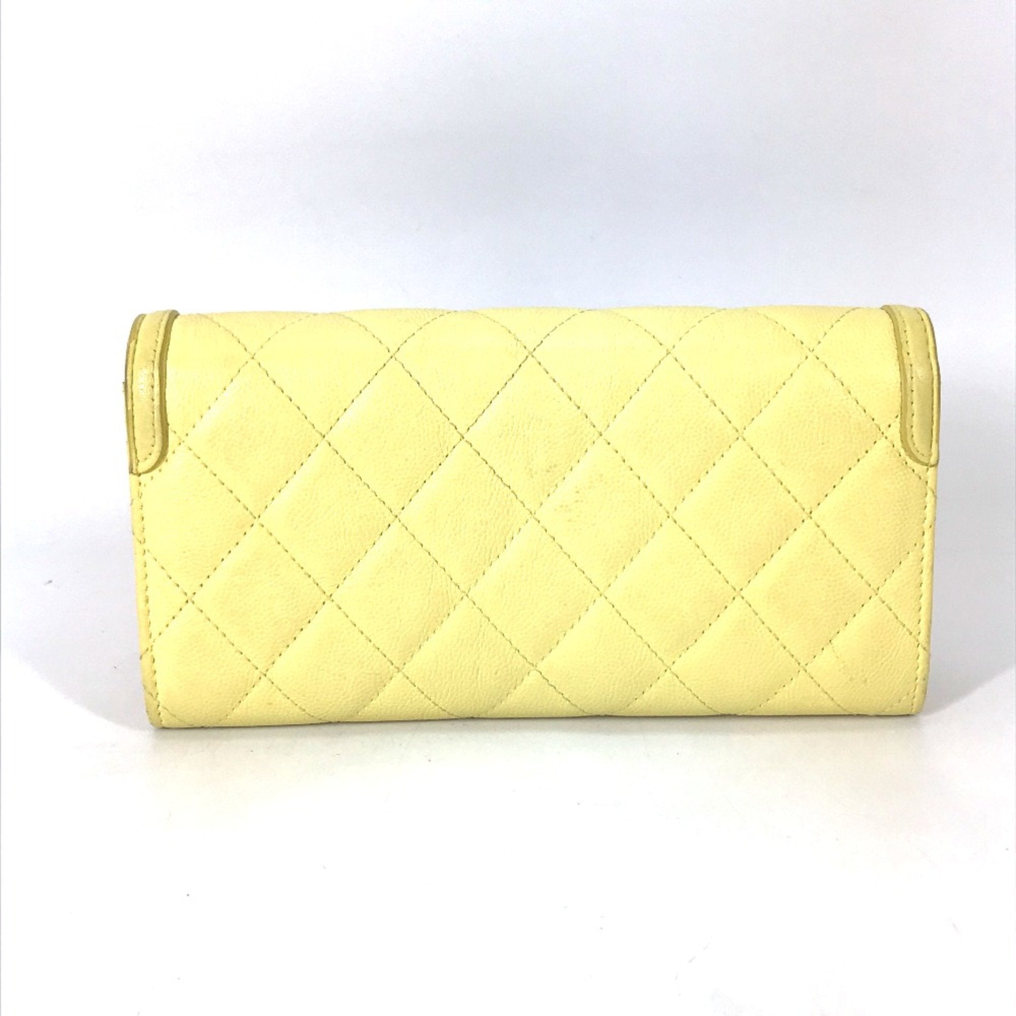 Chanel Yellow Leather Long Wallet (Bi-Fold)