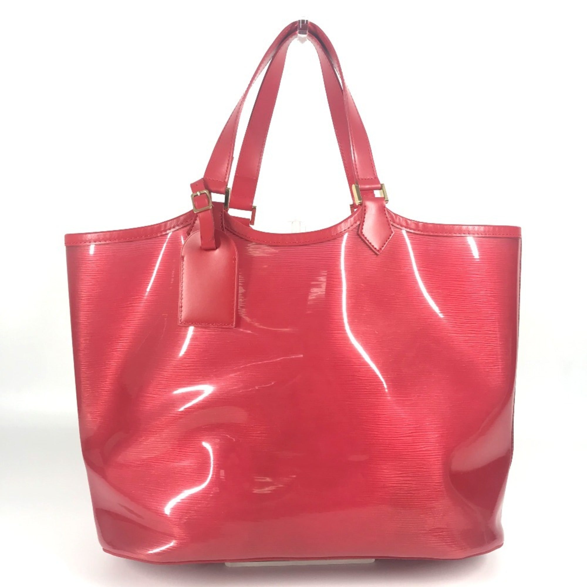 Louis Vuitton Red Color Vinyl Leather Handbag Tote Bag