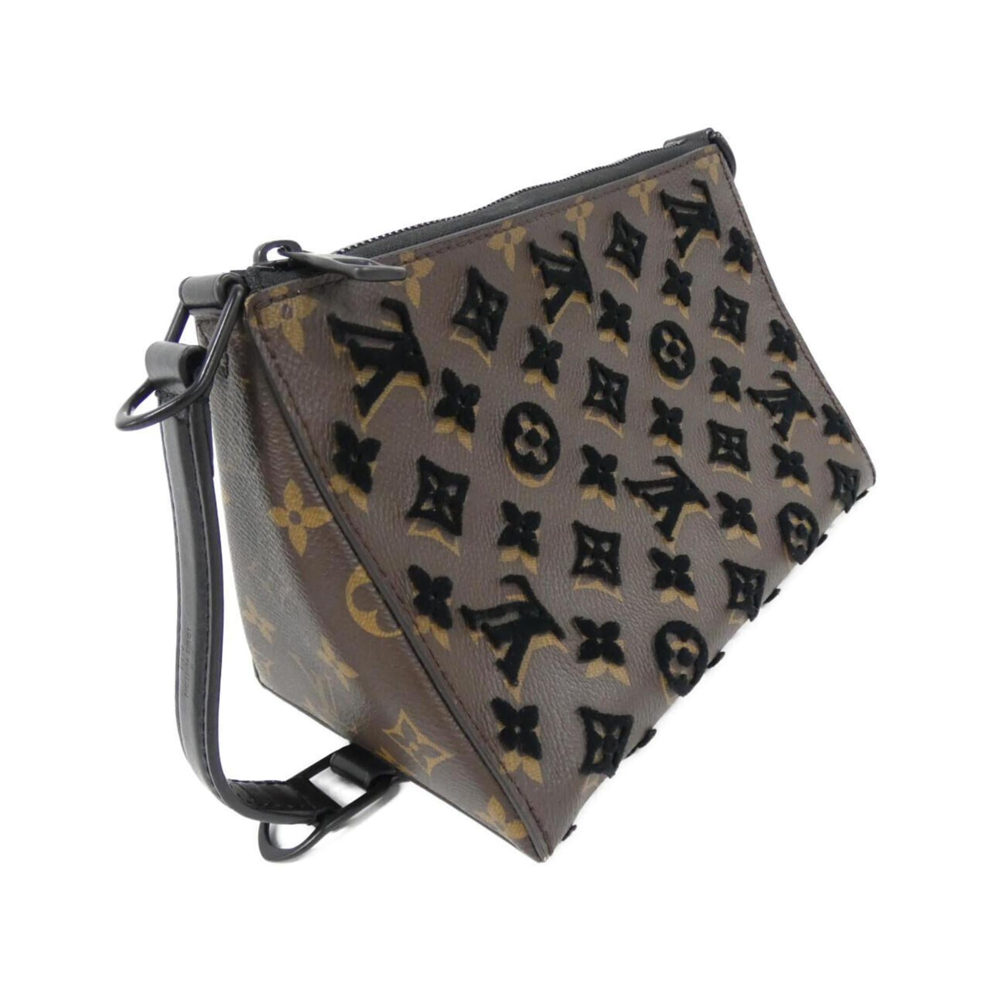 Louis Vuitton Black Brown Dark Brown Coated Canvas Shoulder Bag
