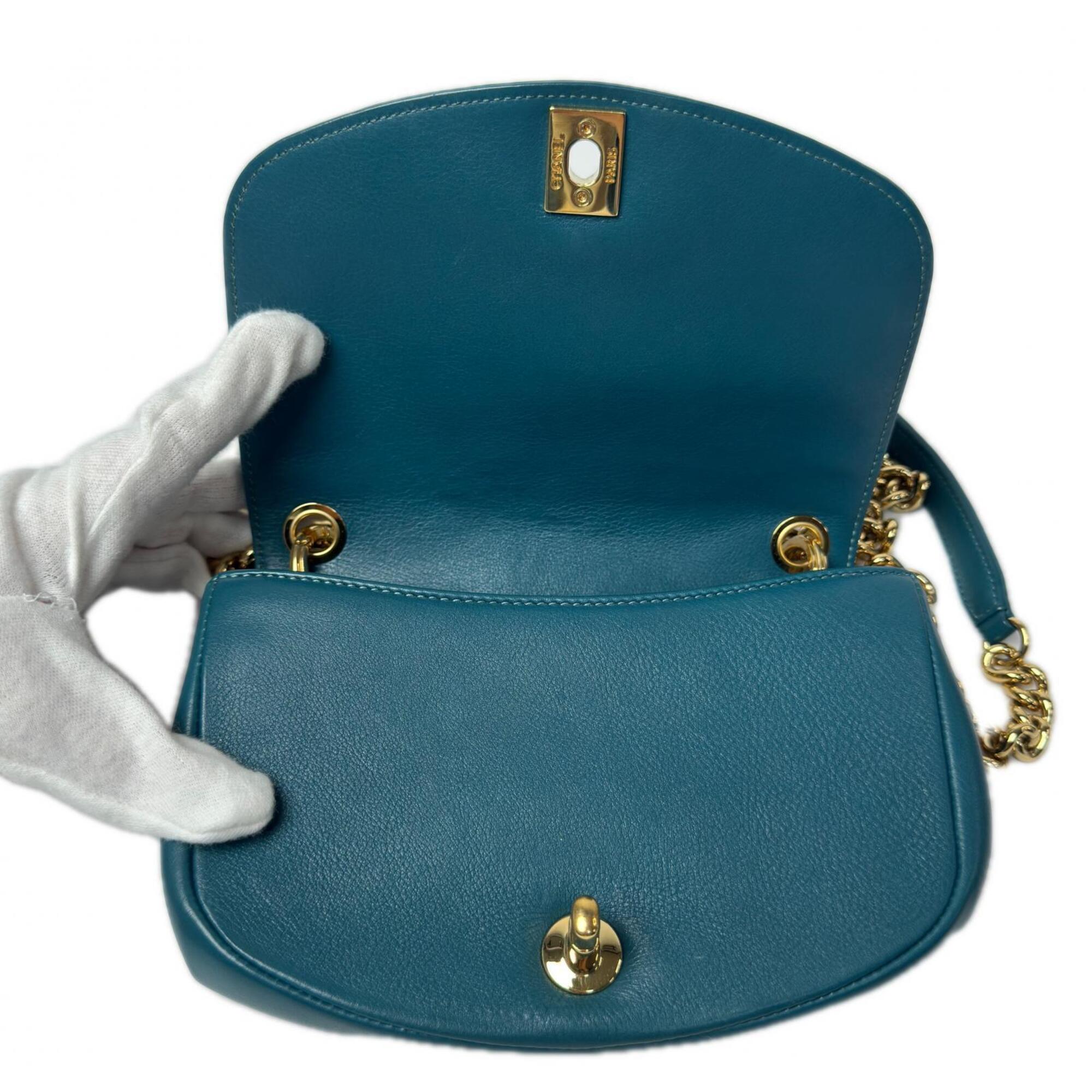 Chanel Green Leather Shoulder Bag