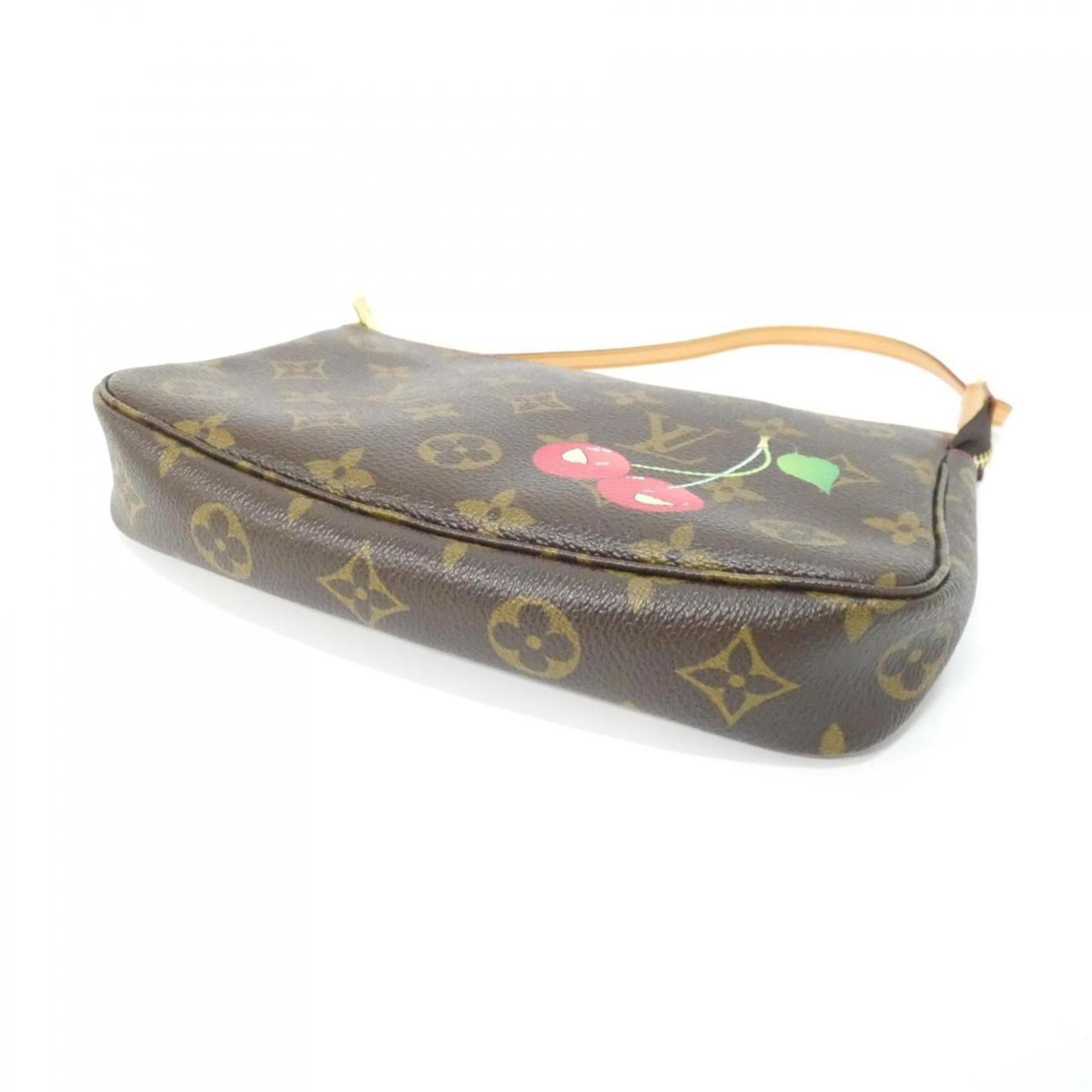 Louis Vuitton Brown Monogram Cherry Coated Canvas Pochette Pouch