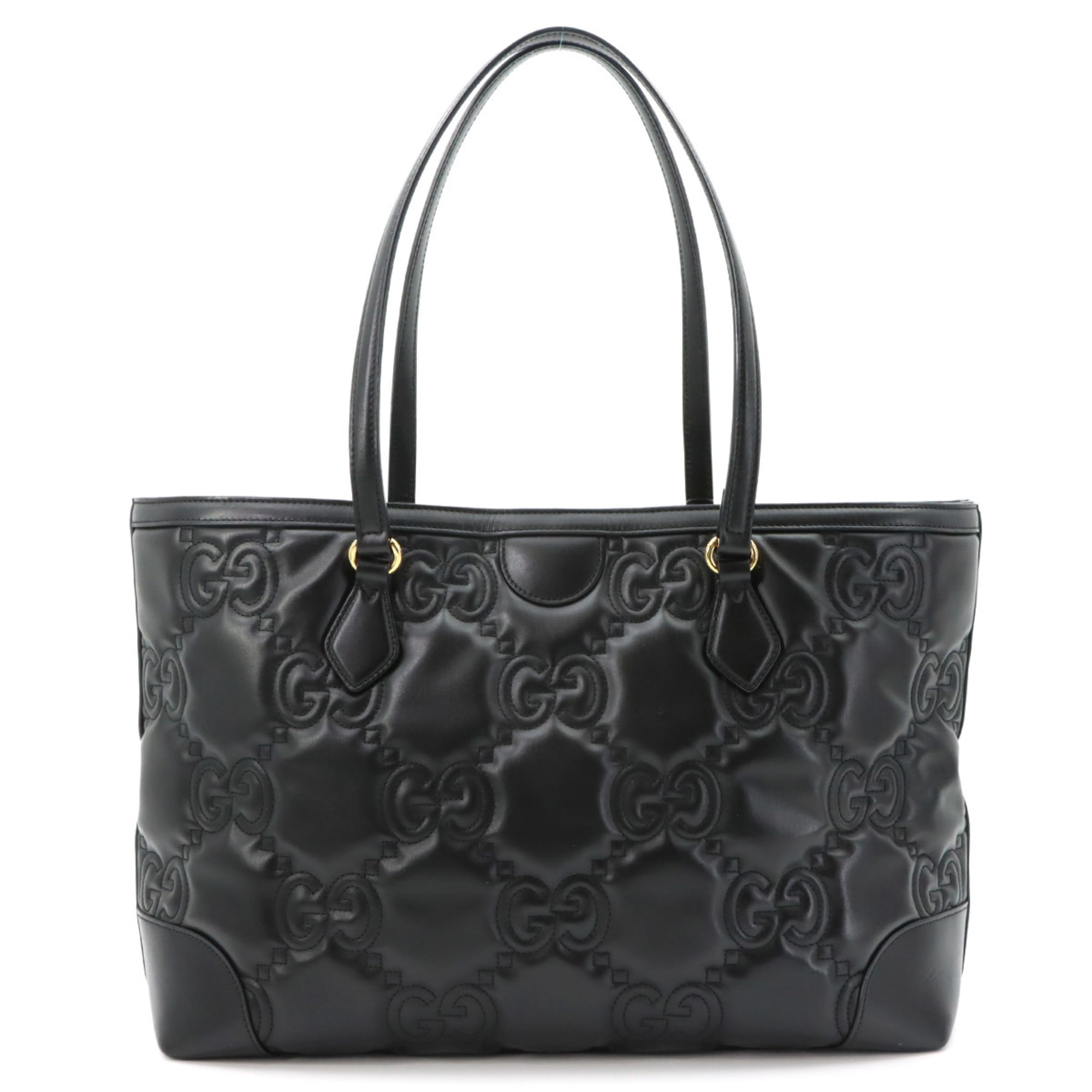 Gucci Black Leather Handbag Tote Bag (Pre-Owned)