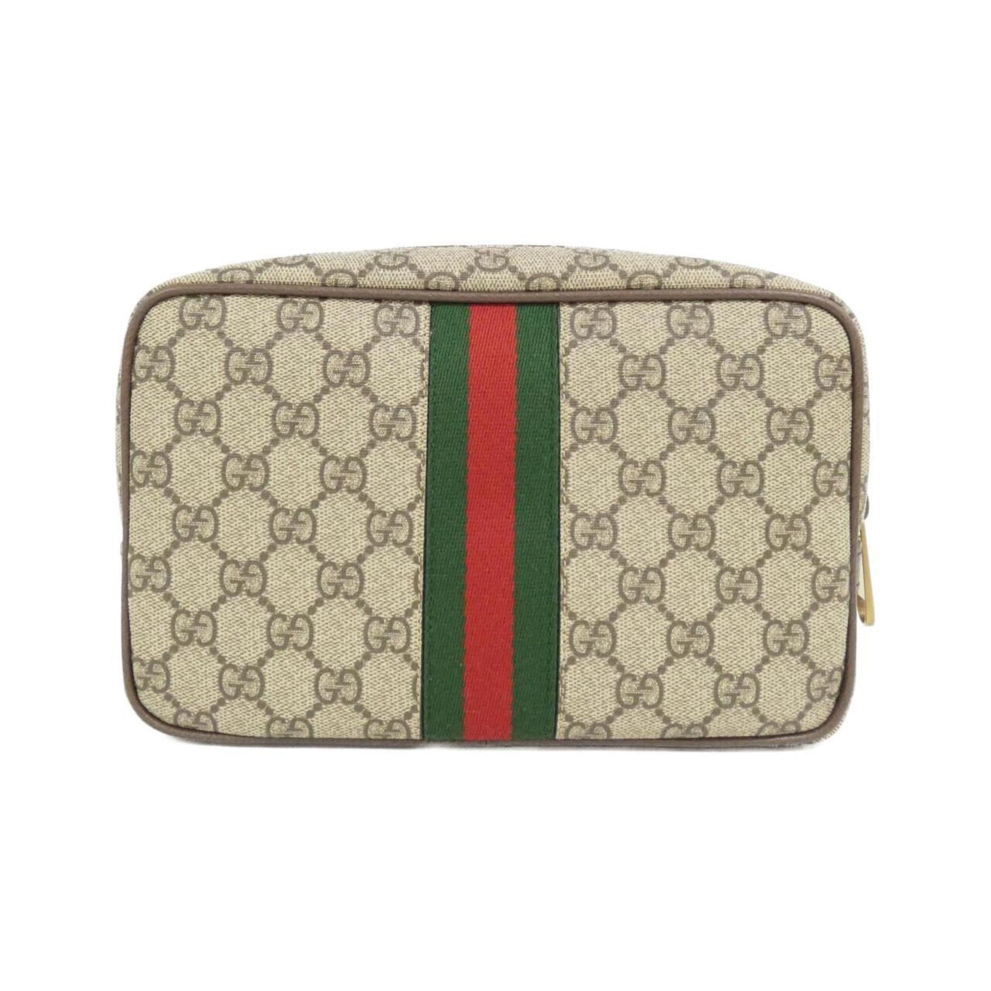 Gucci Beige Brown Gg Supreme Canvas Handbag Pouch (Pre-Owned)