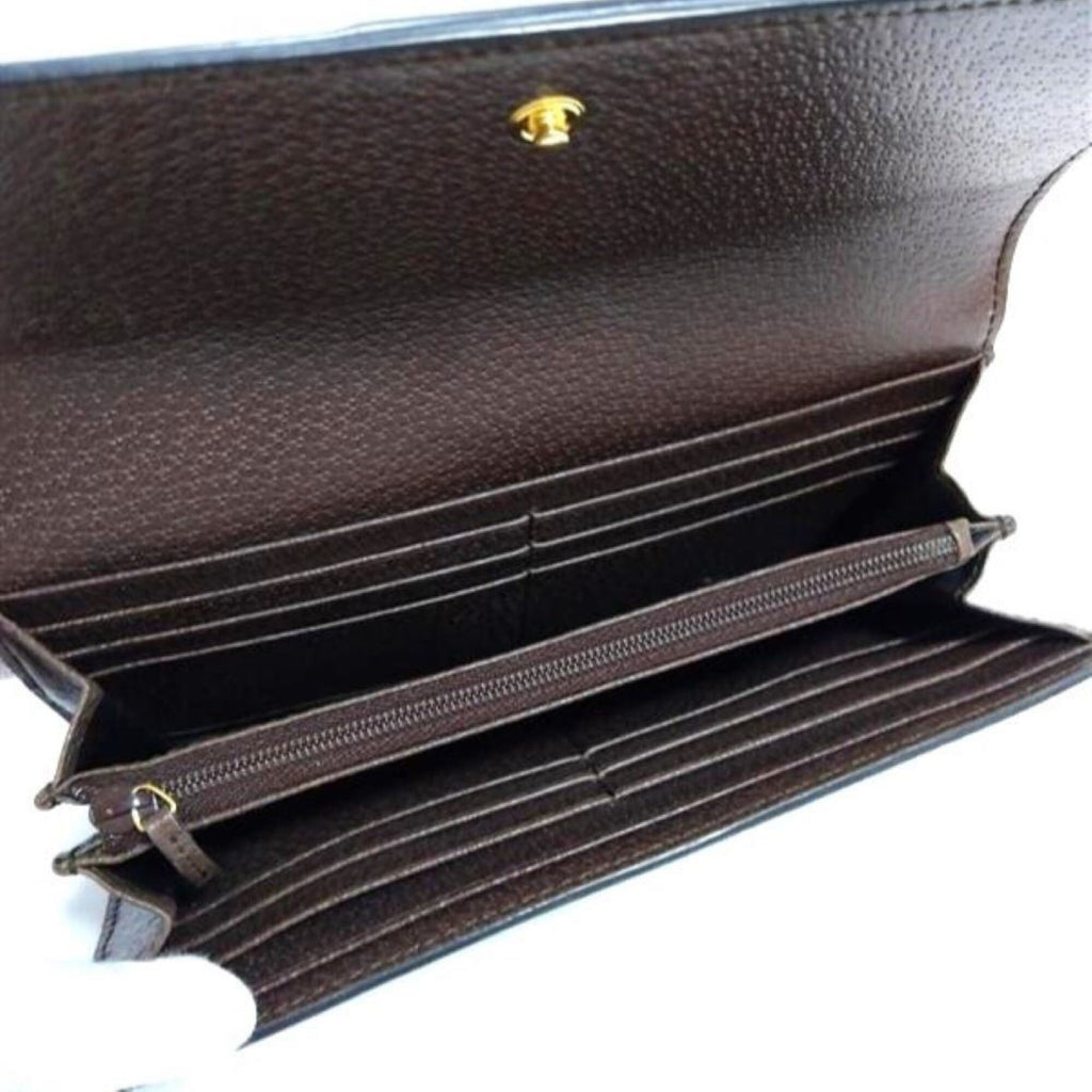 Gucci Black Brown Gg Supreme Canvas Long Wallet (Bi-Fold) (Pre-Owned)