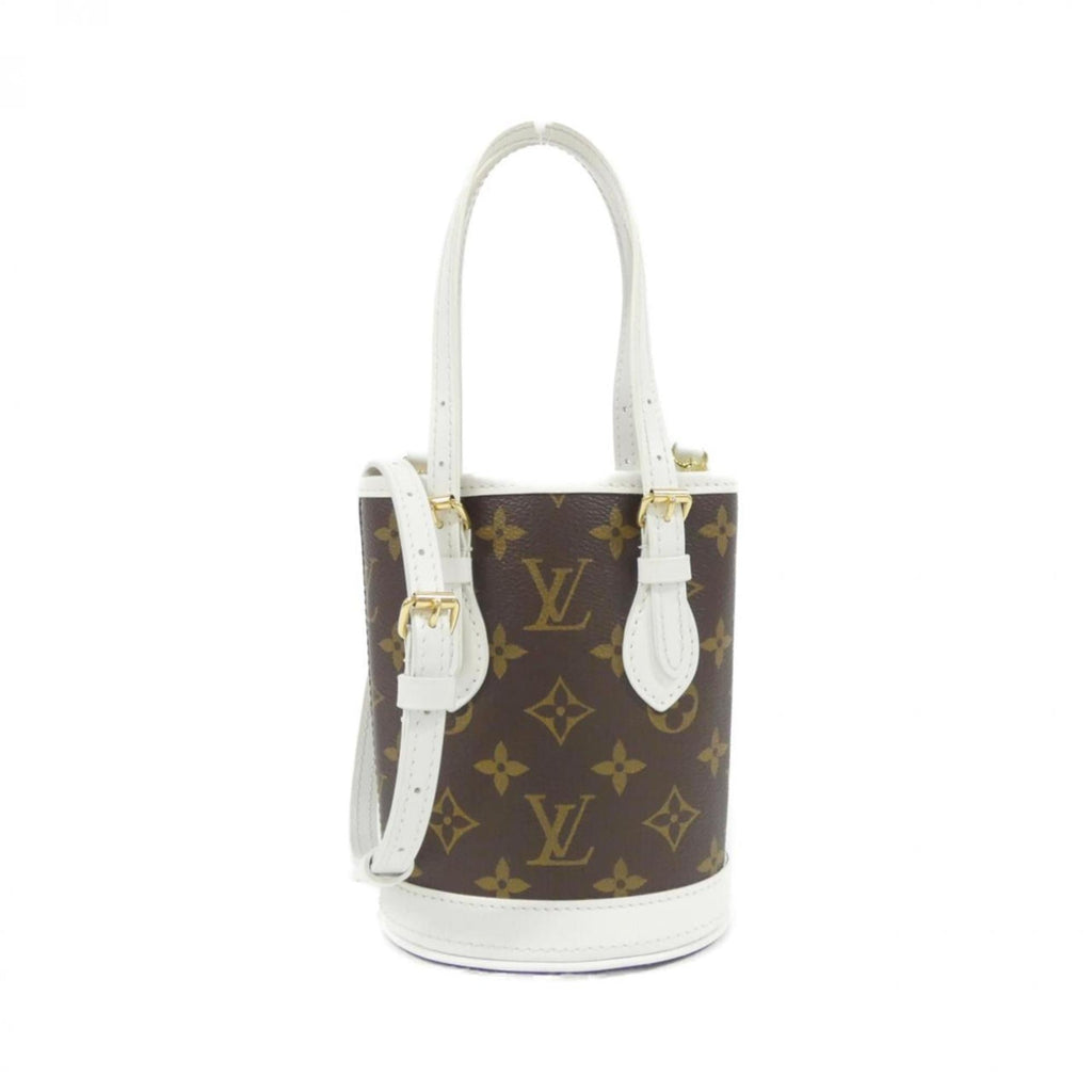 Louis Vuitton Blanc Marron Coated Canvas Leather Handbag Pouch
