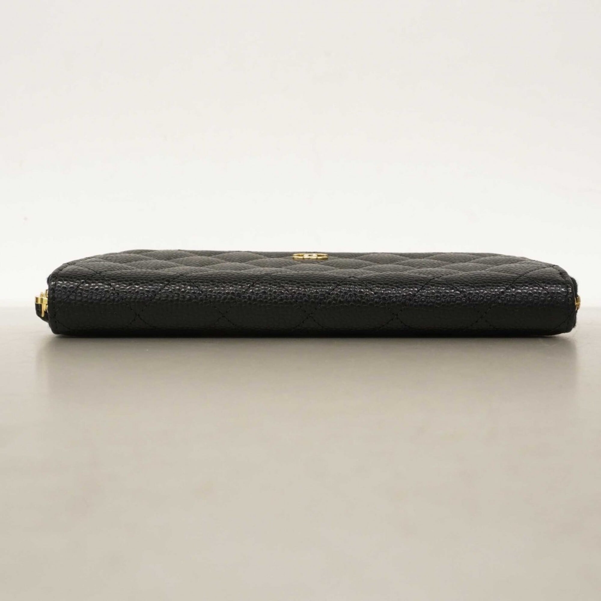 Chanel Black Grained Calfskin Long Wallet (Bi-Fold)