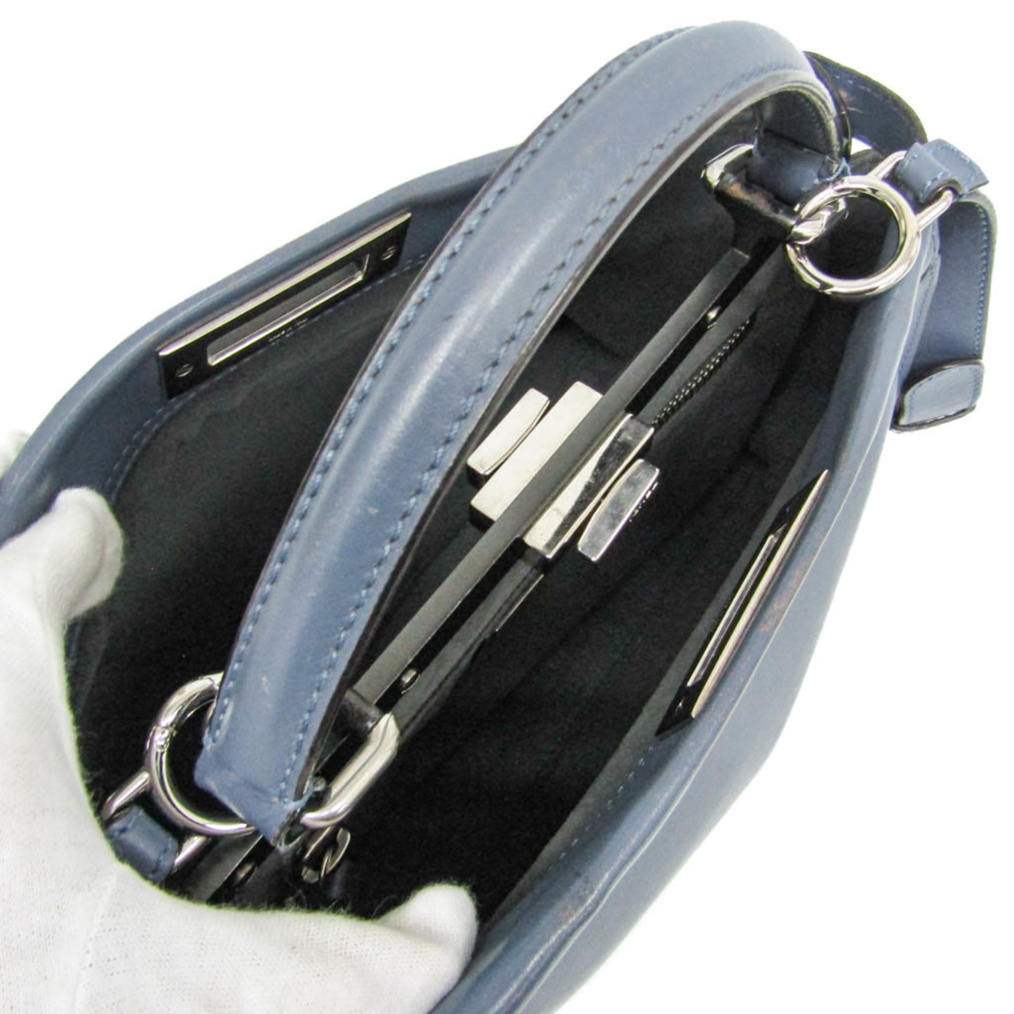 Fendi Peekaboo Blue Leather Handbag Shoulder Bag