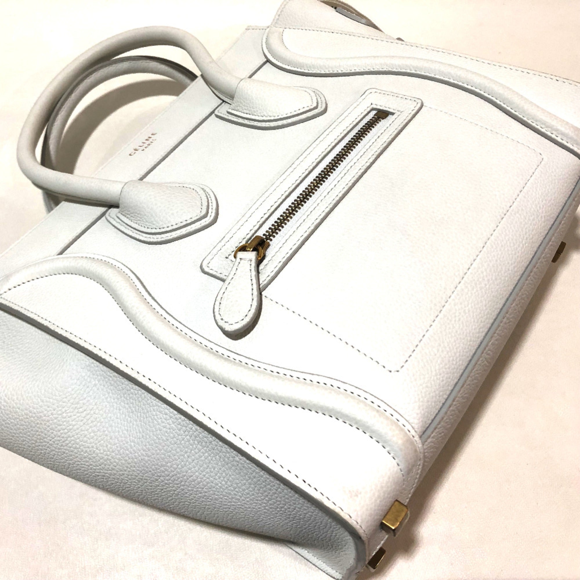 Celine White Leather Handbag