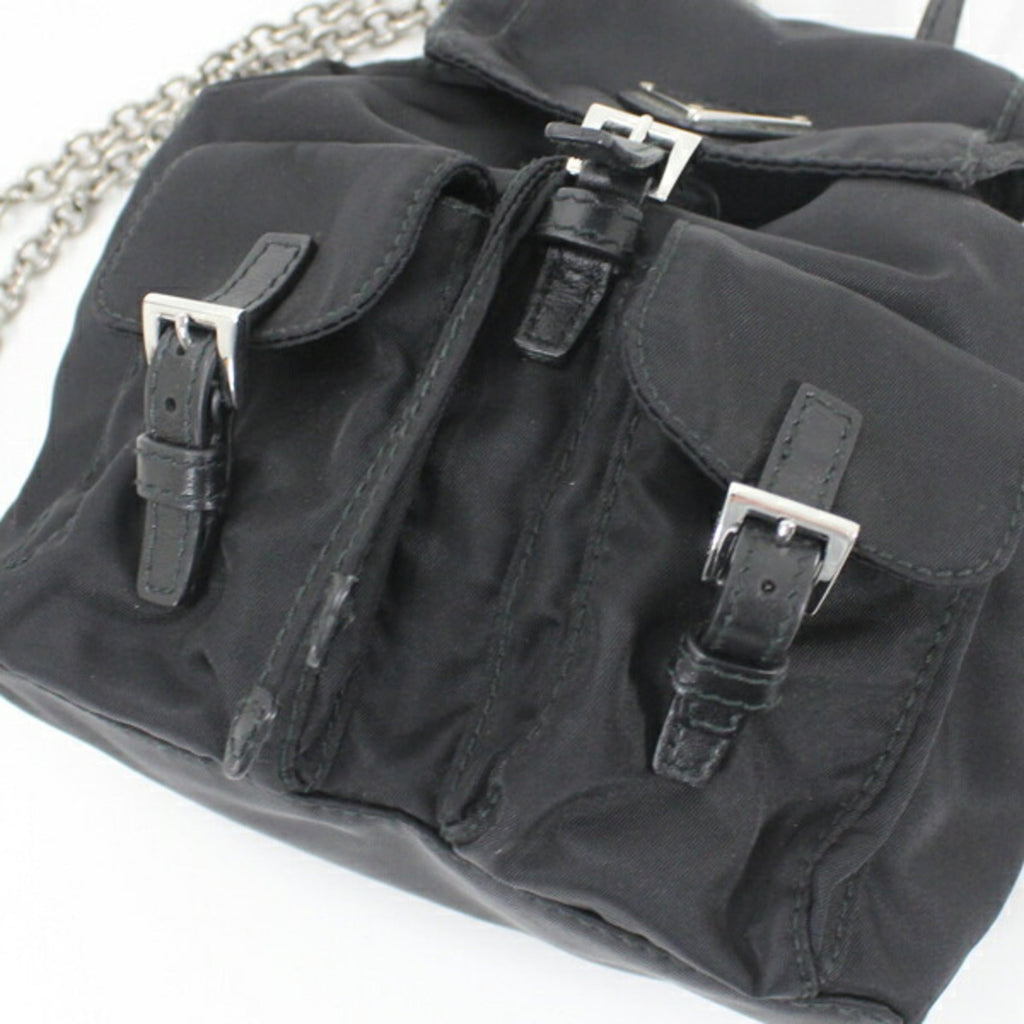 Prada Black Nero Nylon Leather Shoulder Bag