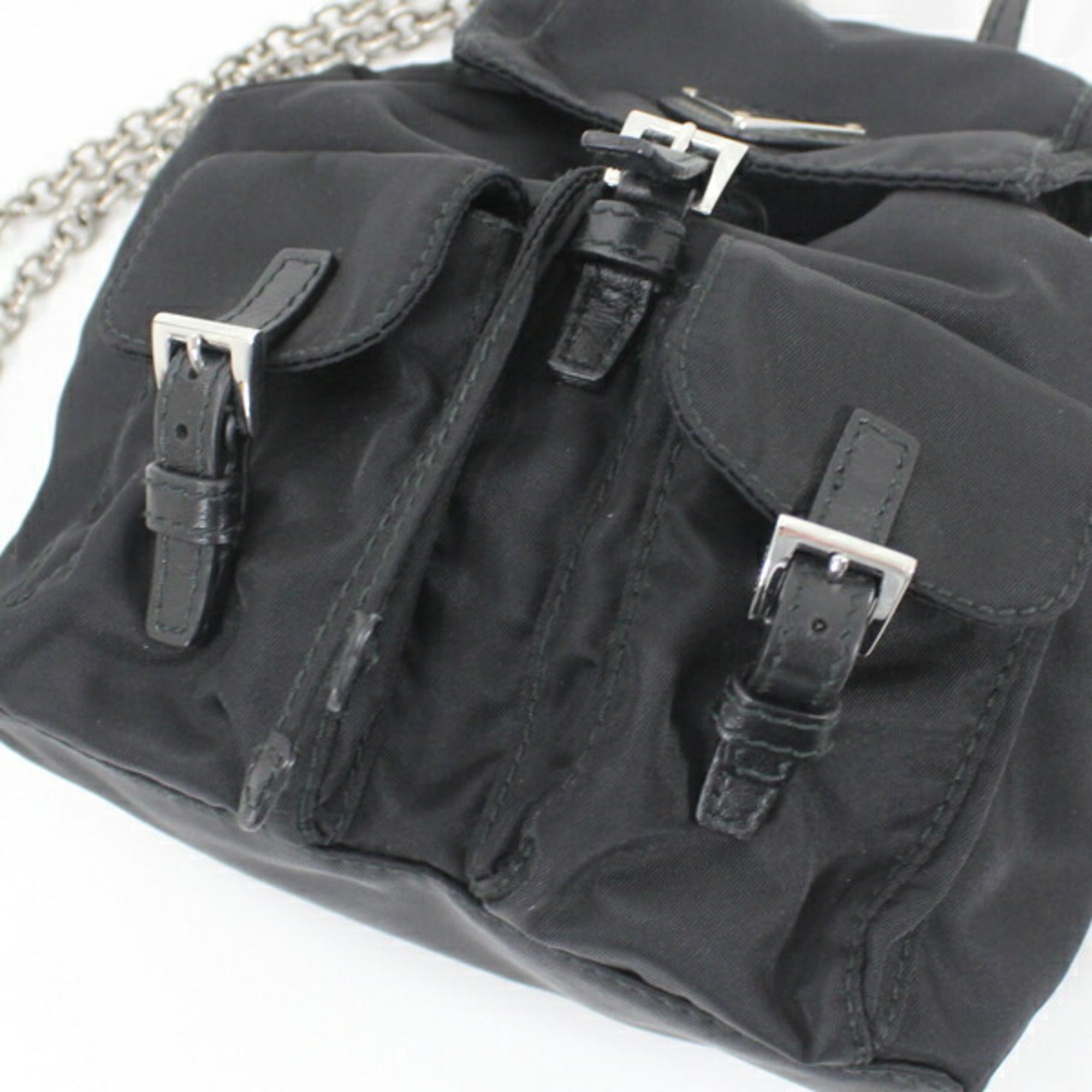 Prada Black Nero Nylon Leather Shoulder Bag