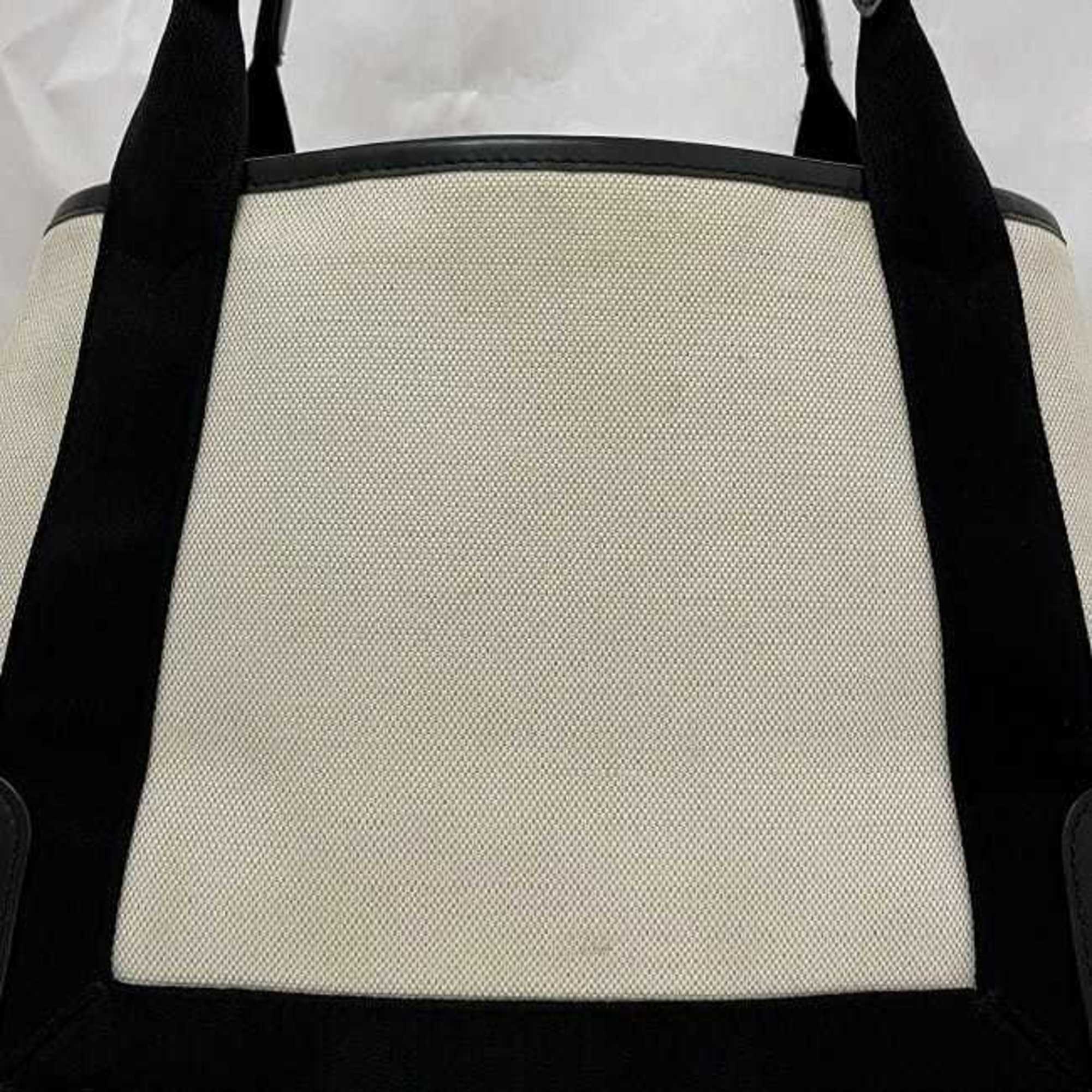 Balenciaga Black White Canvas Leather Handbag Tote