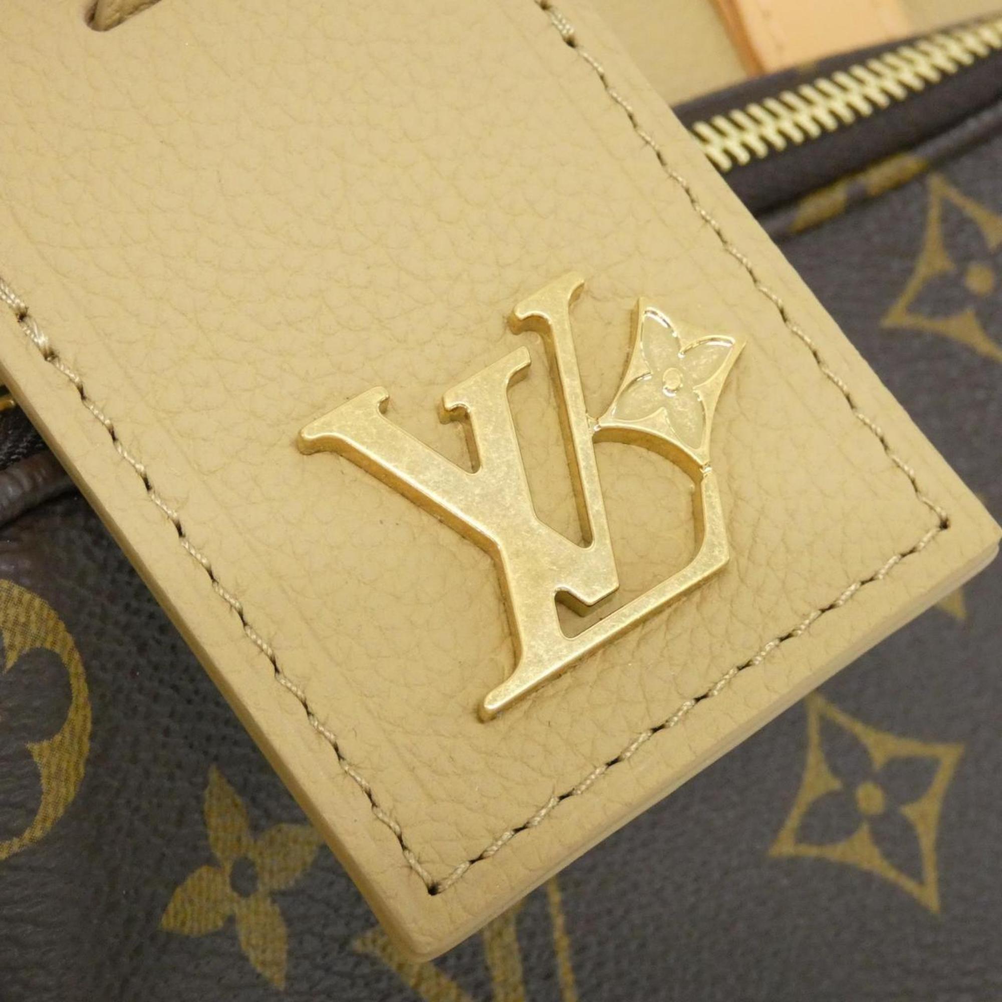 Louis Vuitton Beige Coated Canvas Leather Boston Bag