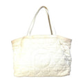 Chanel White Cotton Leather Beach Bag Shoulder Bag Tote Bag