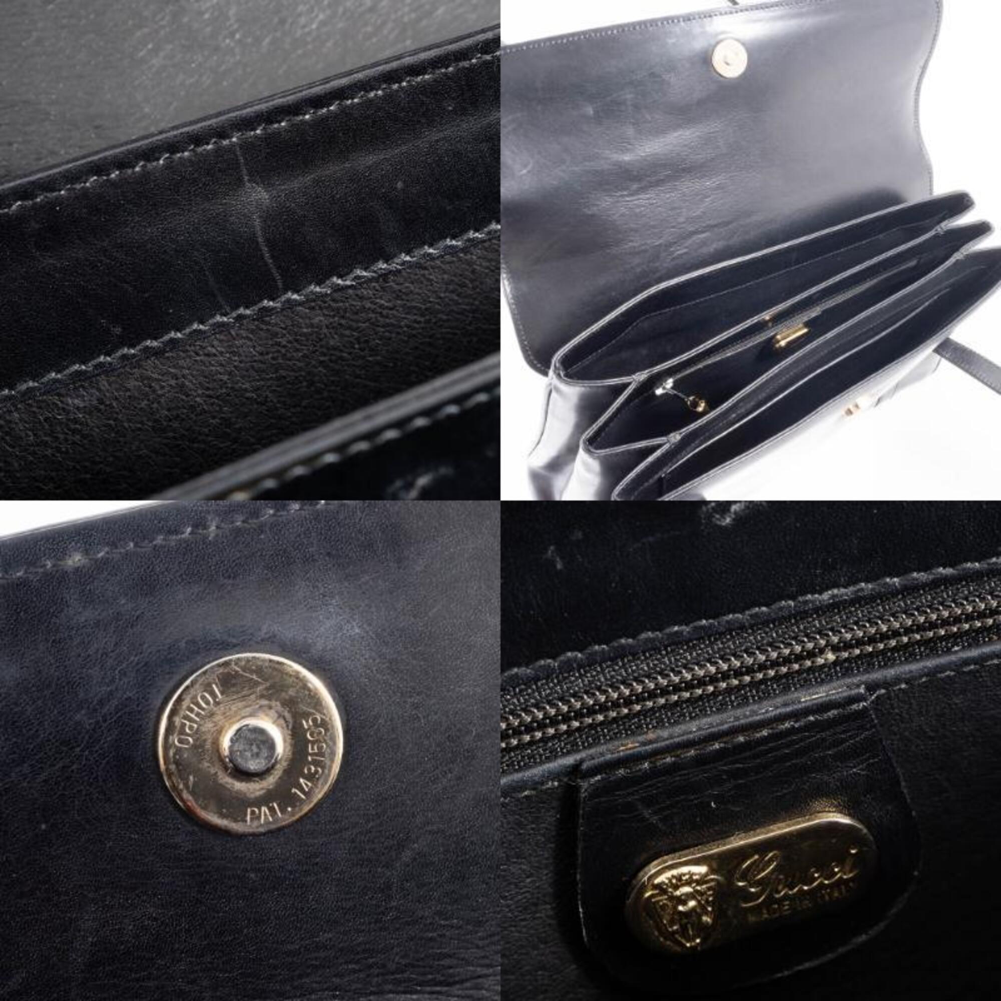 Gucci Black Leather Shoulder Bag Tote Bag (Pre-Owned)