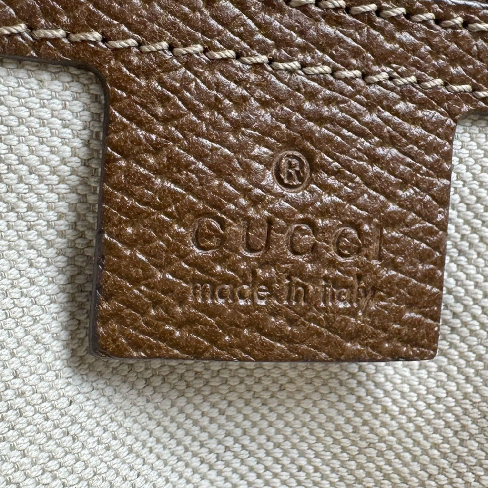 Gucci Brown Gg Canvas Leather Handbag (Pre-Owned)