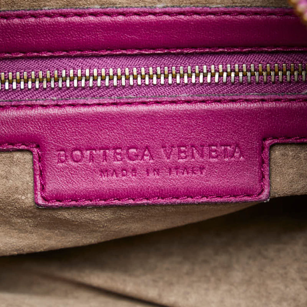 Bottega Veneta Intrecciato Purple Leather Boston Bag Handbag