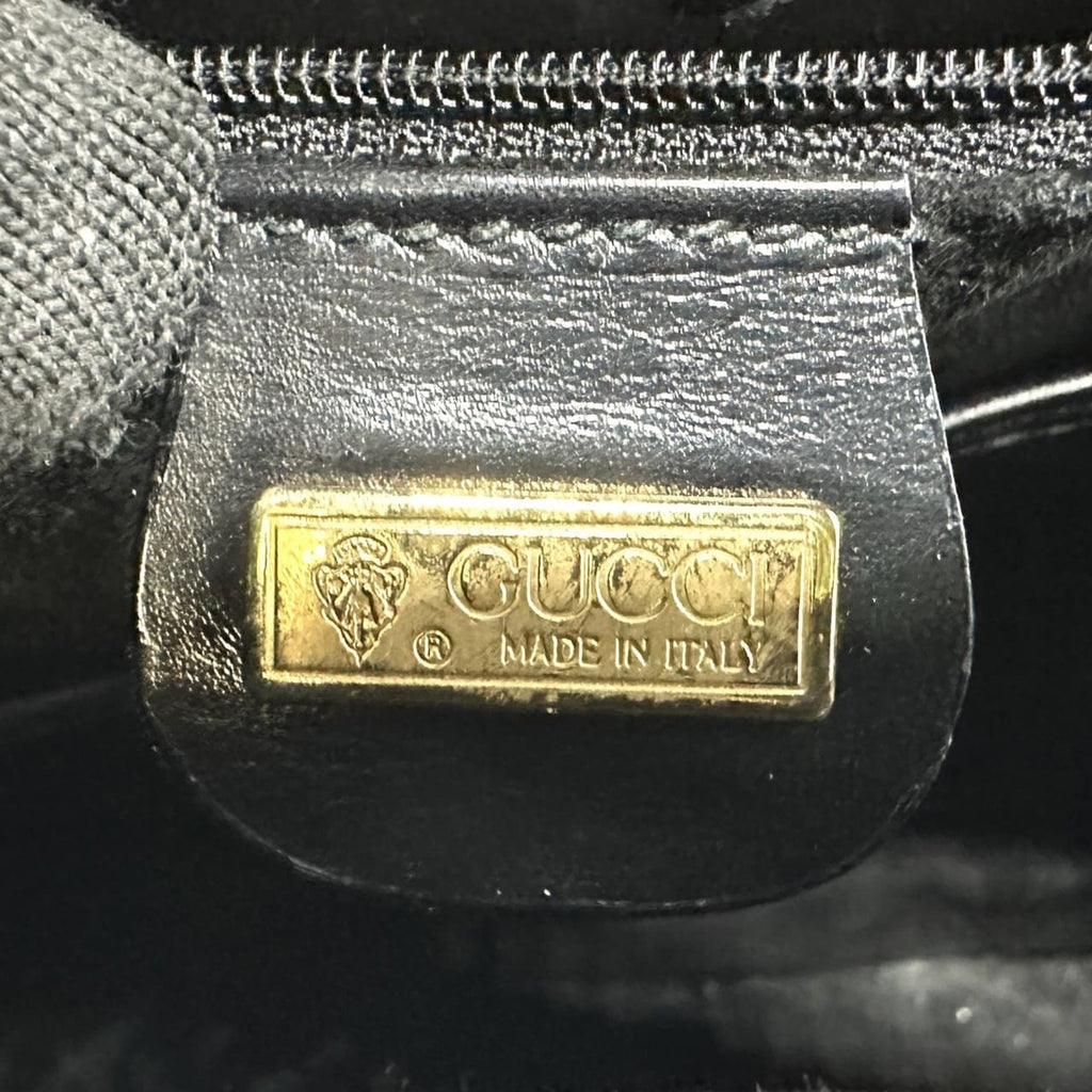 Gucci Black Bamboo Leather Handbag (Pre-Owned)