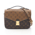 Louis Vuitton Black Brown Coated Canvas Leather Handbag Pochette