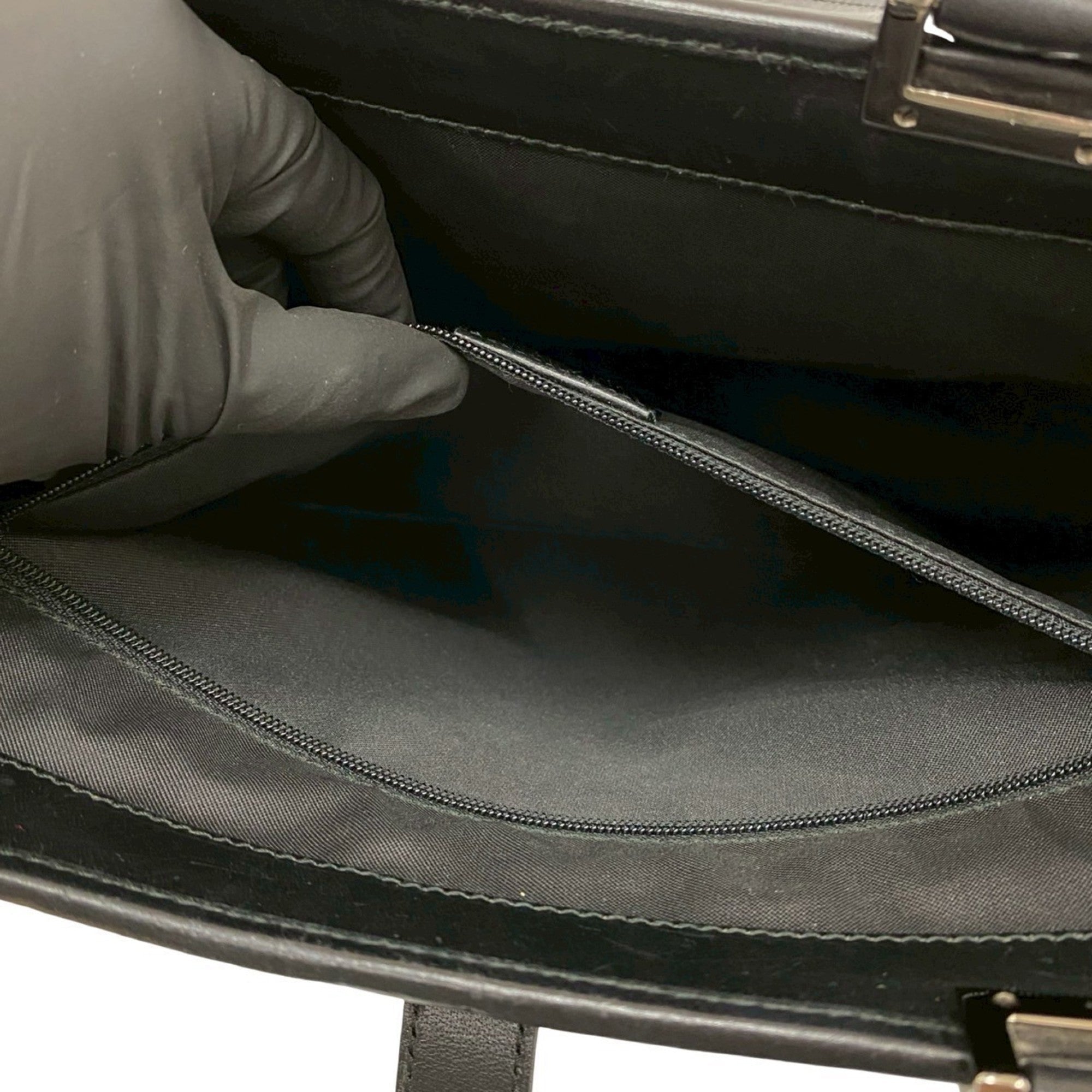Gucci Black Gray Canvas Leather Handbag Tote Bag (Pre-Owned)