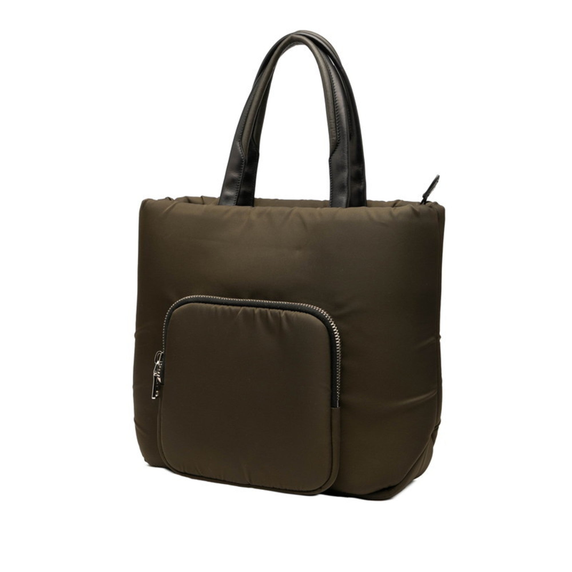 Prada Green Khaki Nylon Leather Shoulder Bag Tote Bag