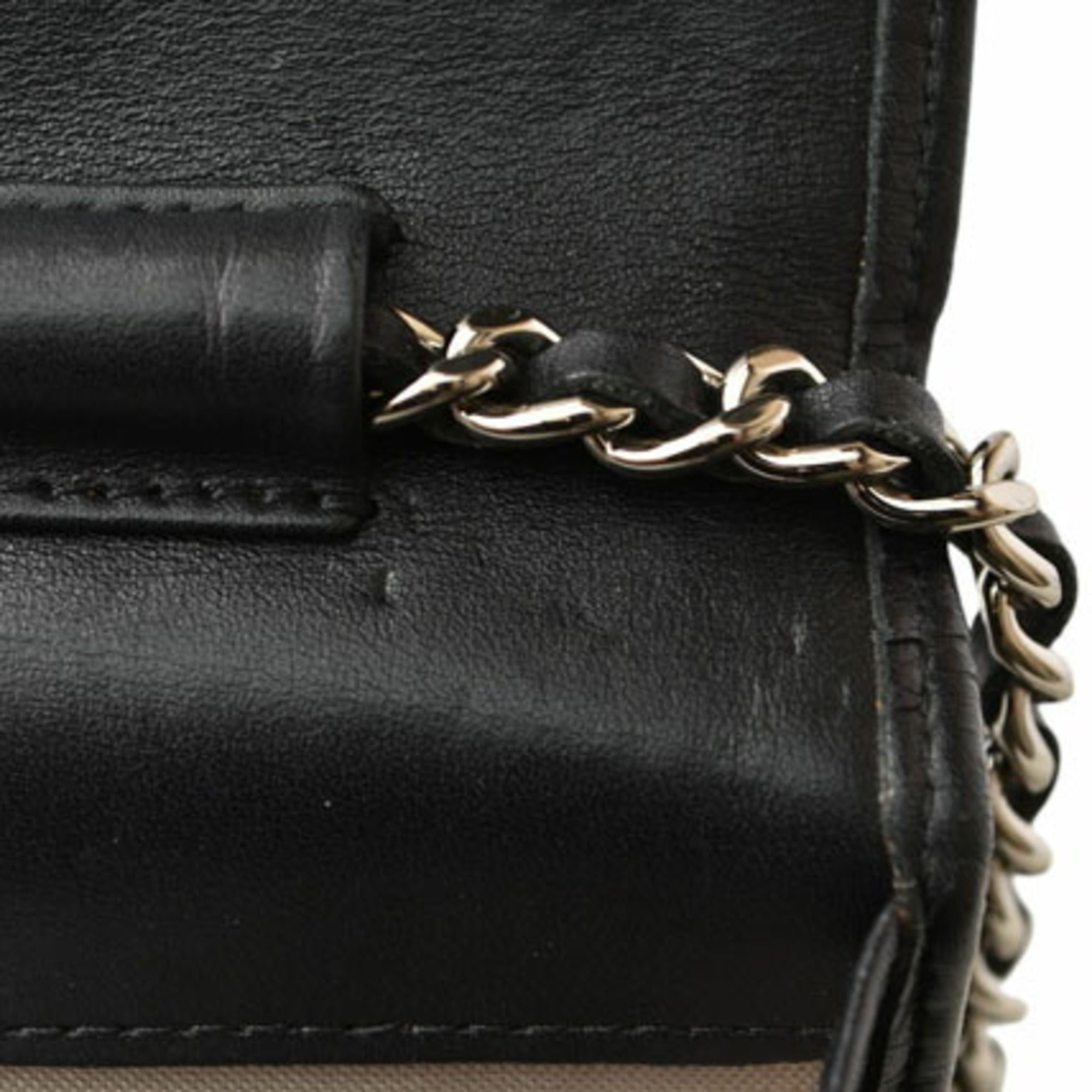 Chanel Black Leather Chain/Shoulder Wallet