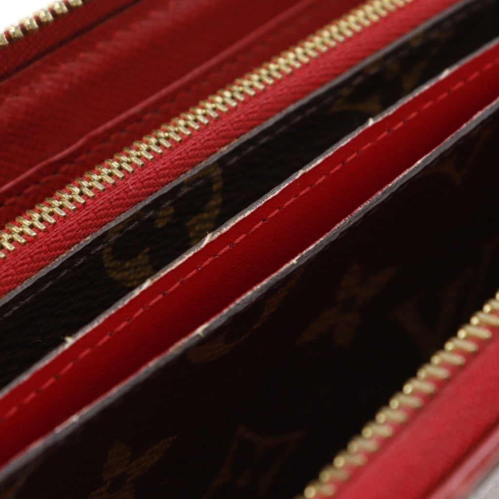 Louis Vuitton Monogram Brown Cerise Red Color Monogram Long Wallet