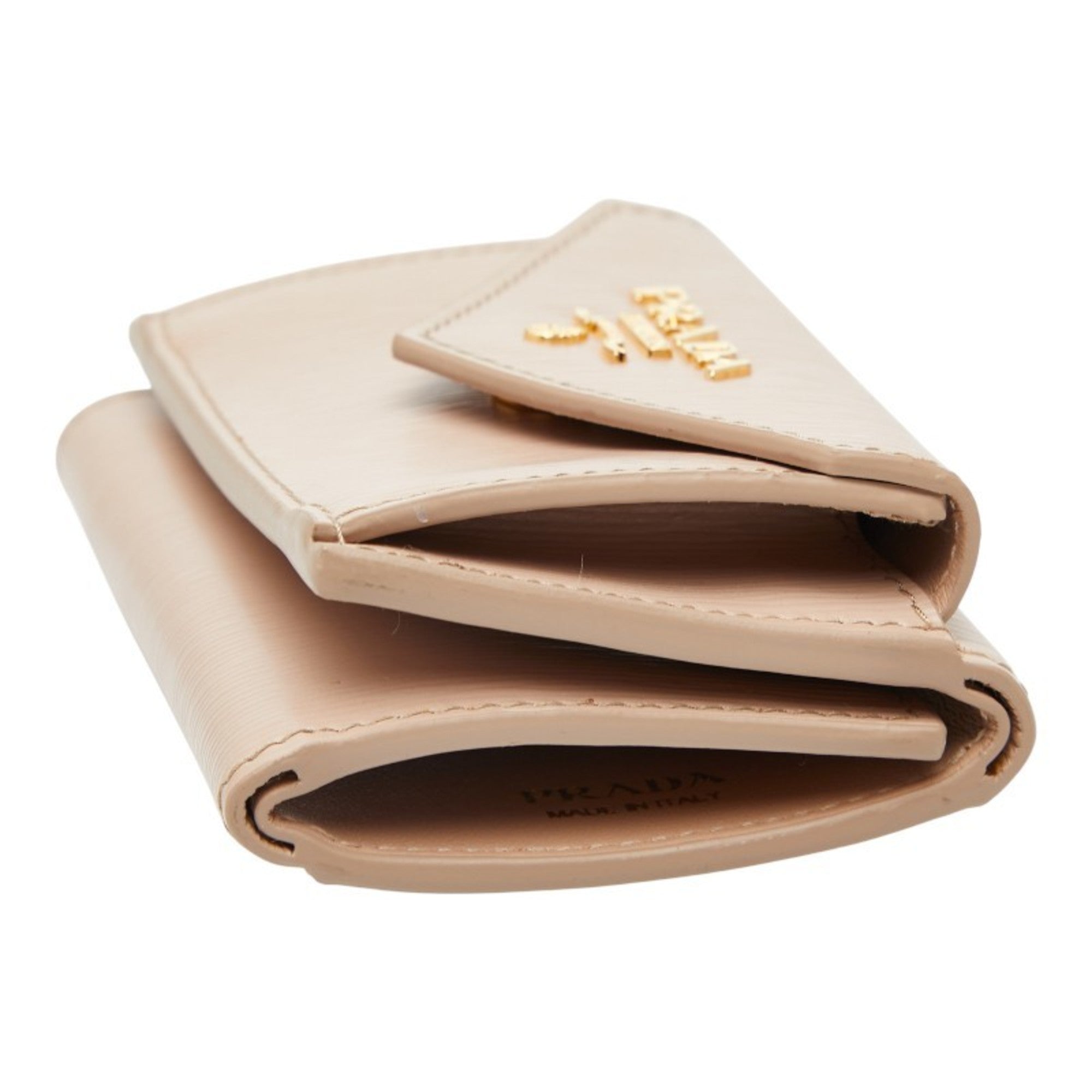 Prada Beige Leather Wallet (Tri-Fold)