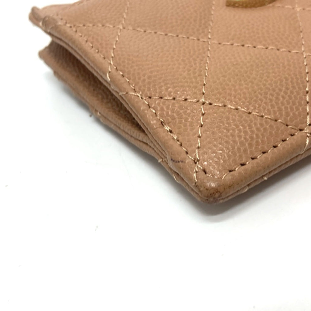 Chanel Beige Grained Calfskin Wallet (Bi-Fold)
