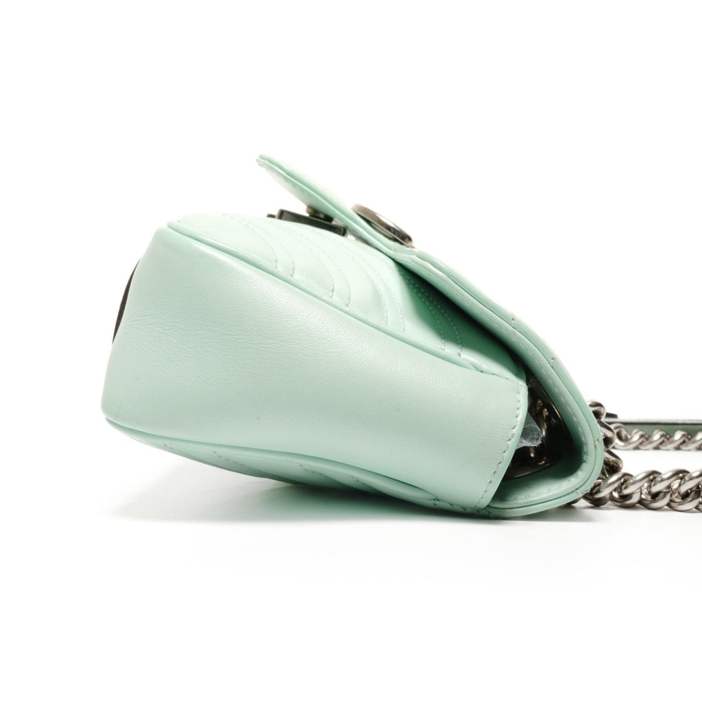 Gucci Gg Marmont Green Leather Shoulder Bag (Pre-Owned)