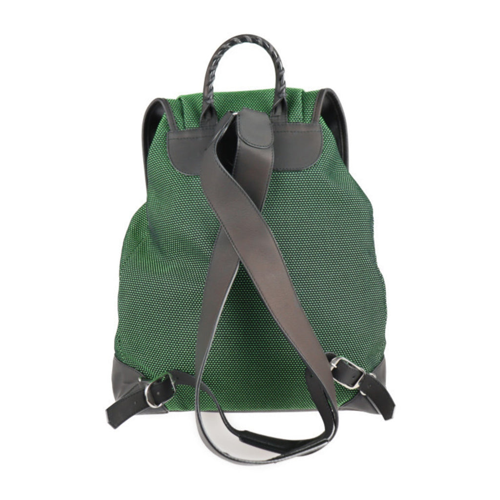 Balenciaga Black Green Nylon Canvas Leather Backpack