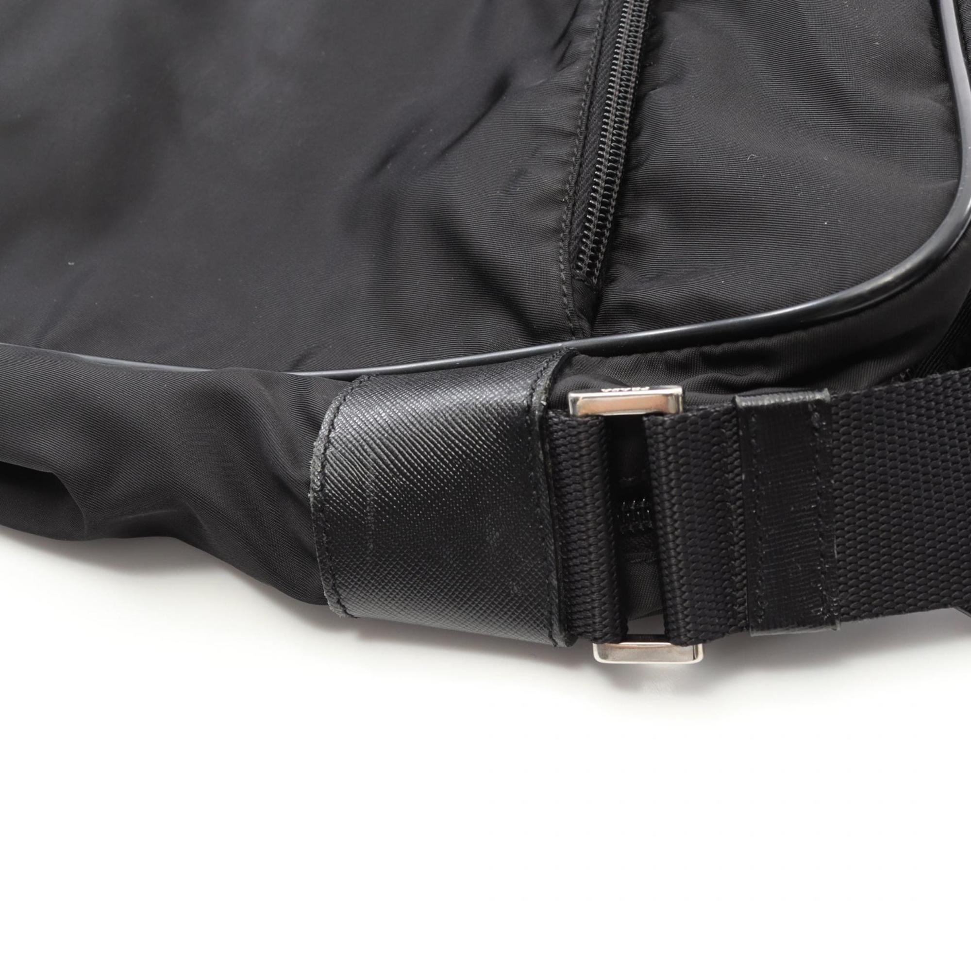 Prada Black Nylon Leather Shoulder Bag
