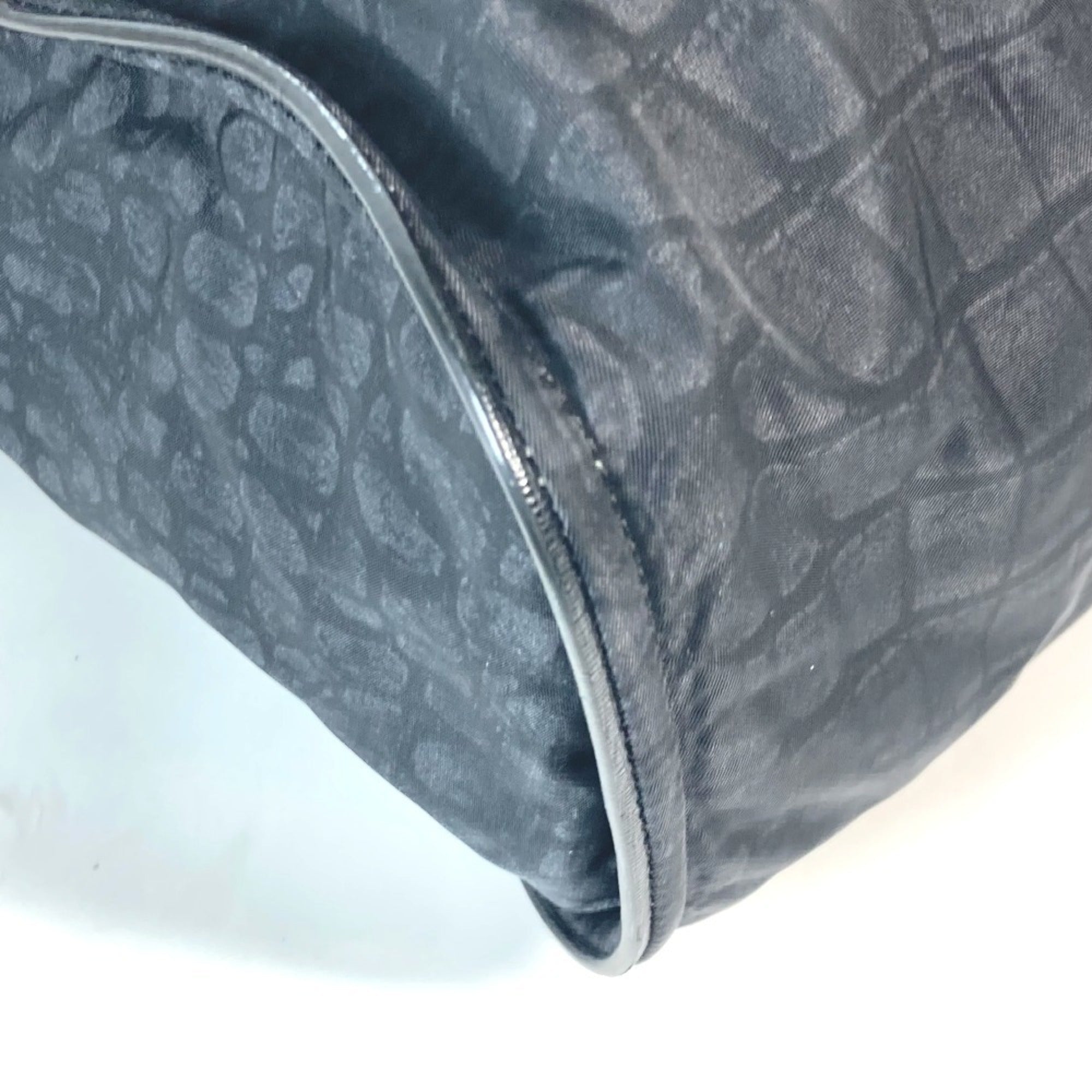 Fendi Black Nylon Leather Shoulder Bag Tote Bag