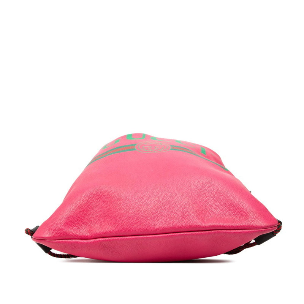 Gucci Black Pink Leather Backpack Beach Bag (Pre-Owned)