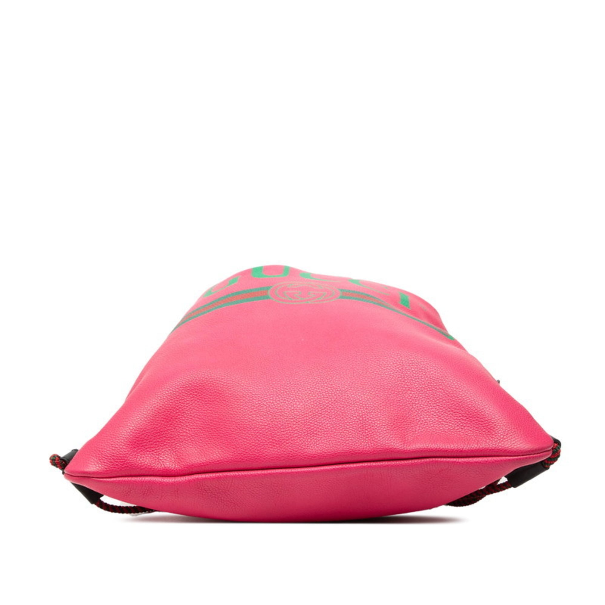 Gucci Black Pink Leather Backpack Beach Bag (Pre-Owned)