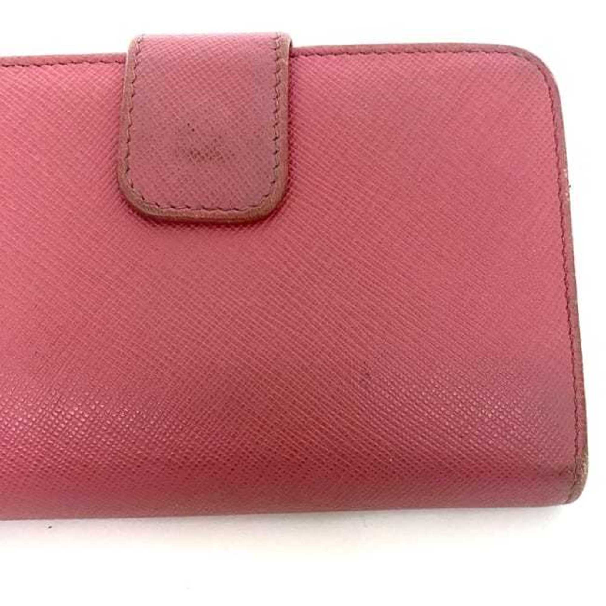 Prada Pink Saffiano Metal Wallet (Bi-Fold)