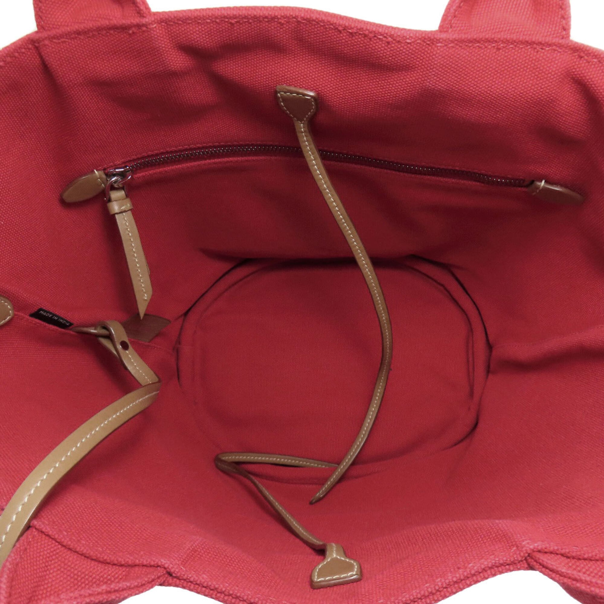 Prada Canapa Red Color Canvas Tote Bag