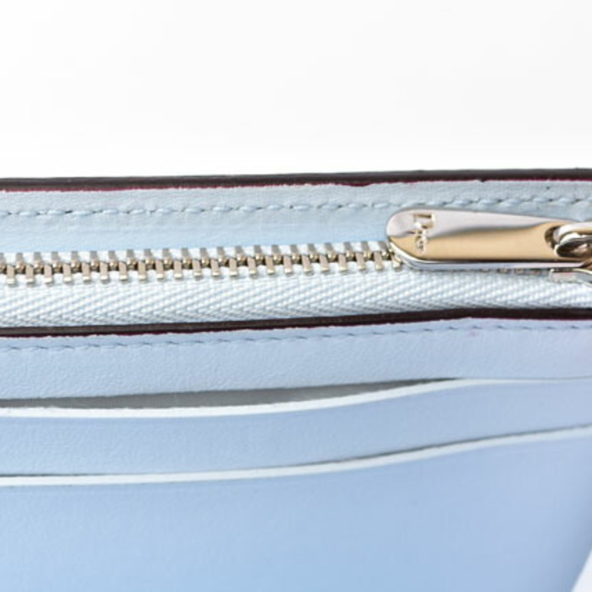 Christian Dior Diorissimo Light Blue Rose Pink Leather Long Wallet (Bi-Fold) (Pre-Owned)