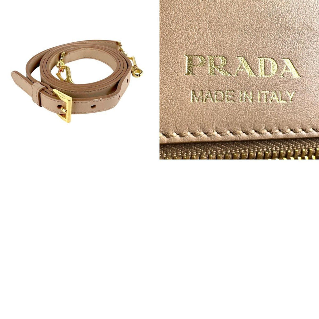 Prada Beige Ivory Leather Handbag Shoulder Bag
