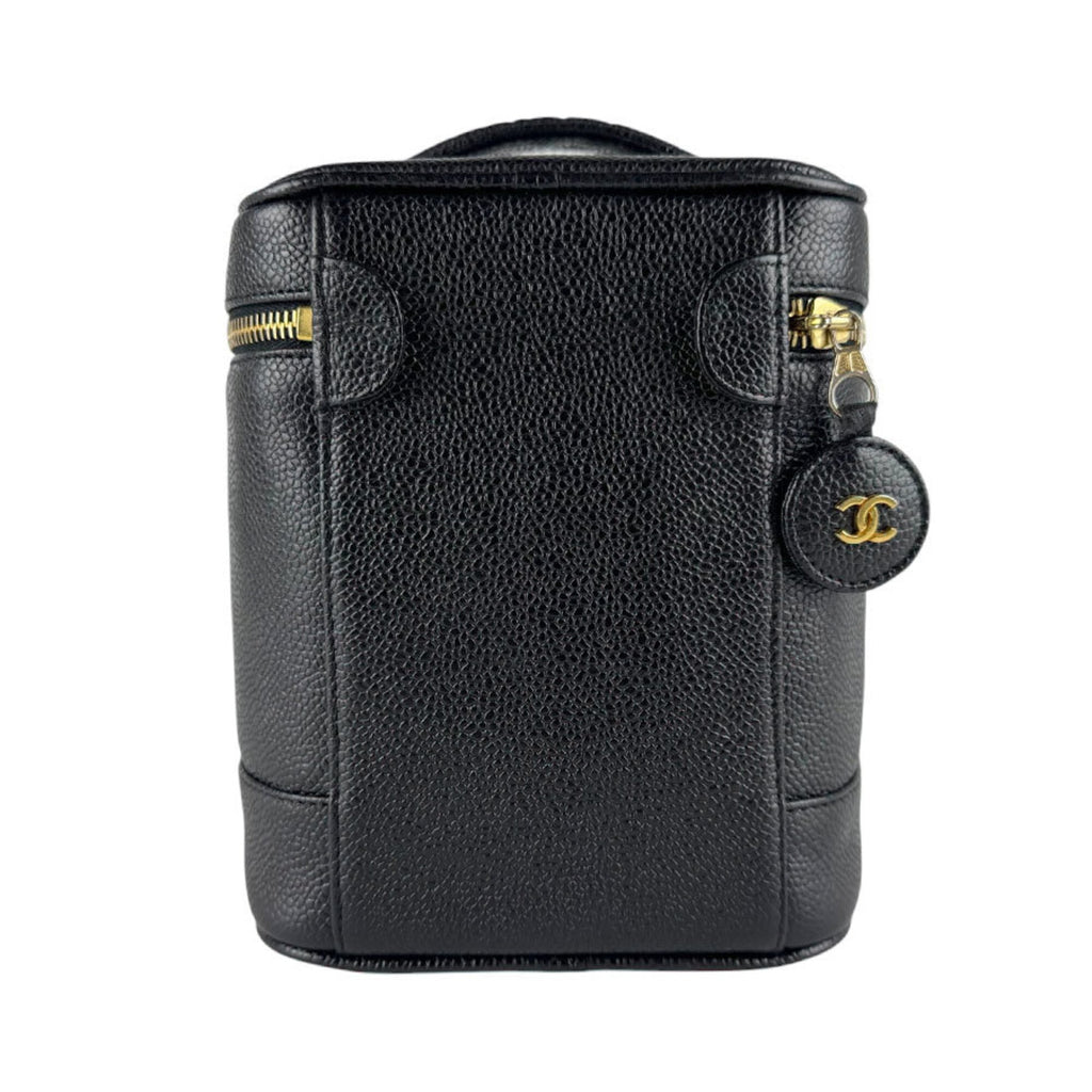 Chanel Black Grained Calfskin Handbag Vanity Bag