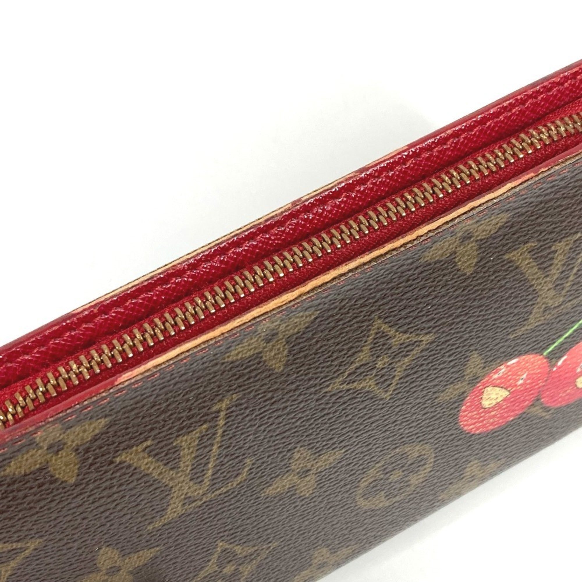 Louis Vuitton Brown Monogram Cherry Red Color Monogram Long Wallet