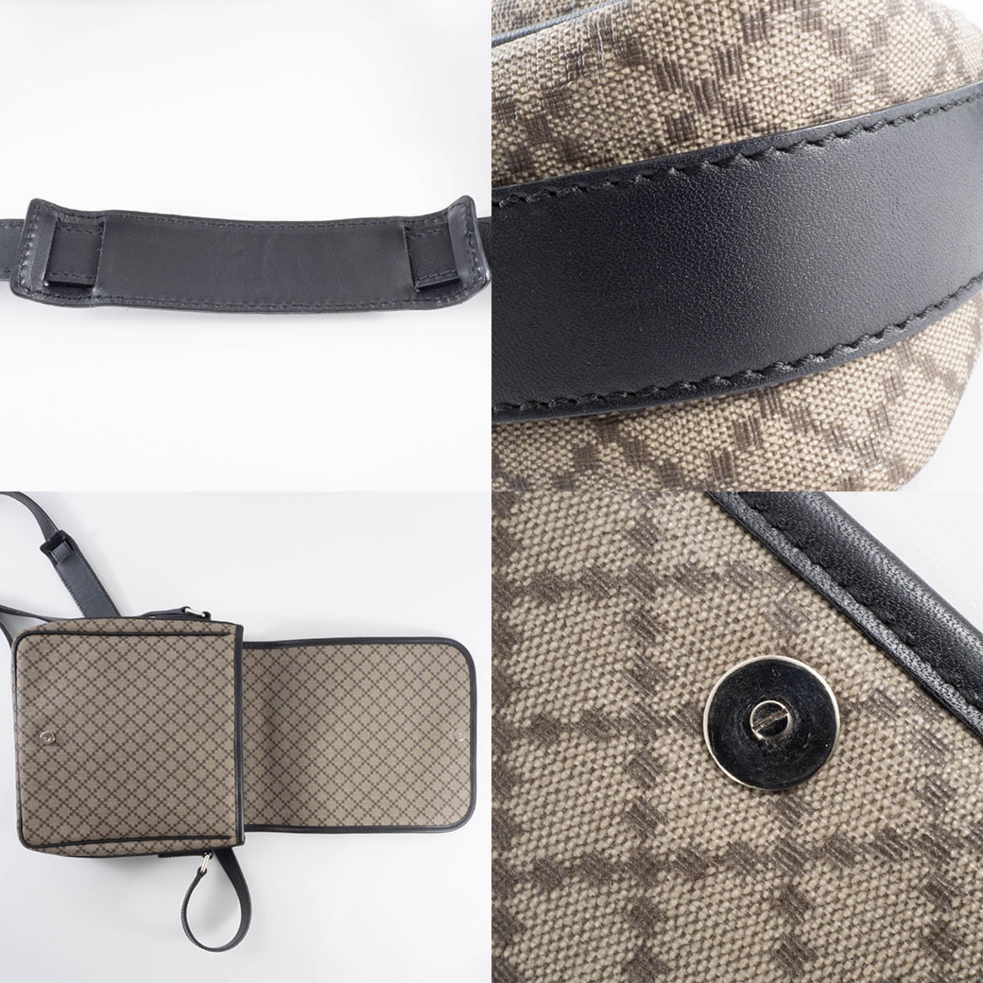 Gucci Beige Black Pvc Leather Shoulder Bag (Pre-Owned)
