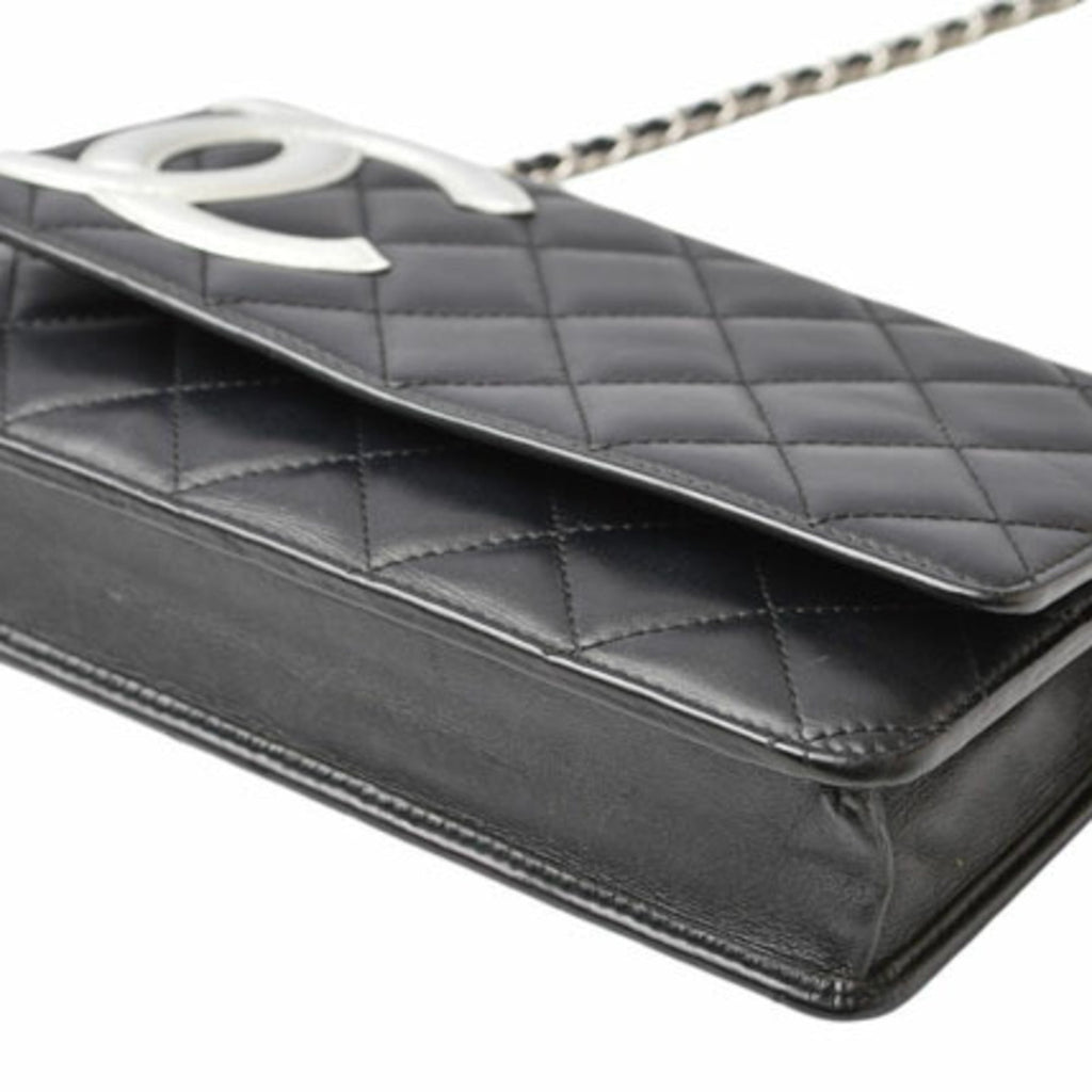 Chanel Black Leather Chain/Shoulder Wallet