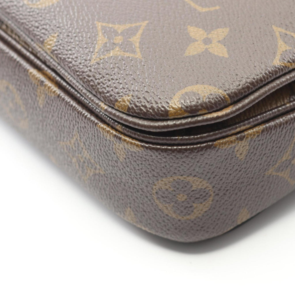Louis Vuitton Black Brown Coated Canvas Pvc Leather Handbag Pochette