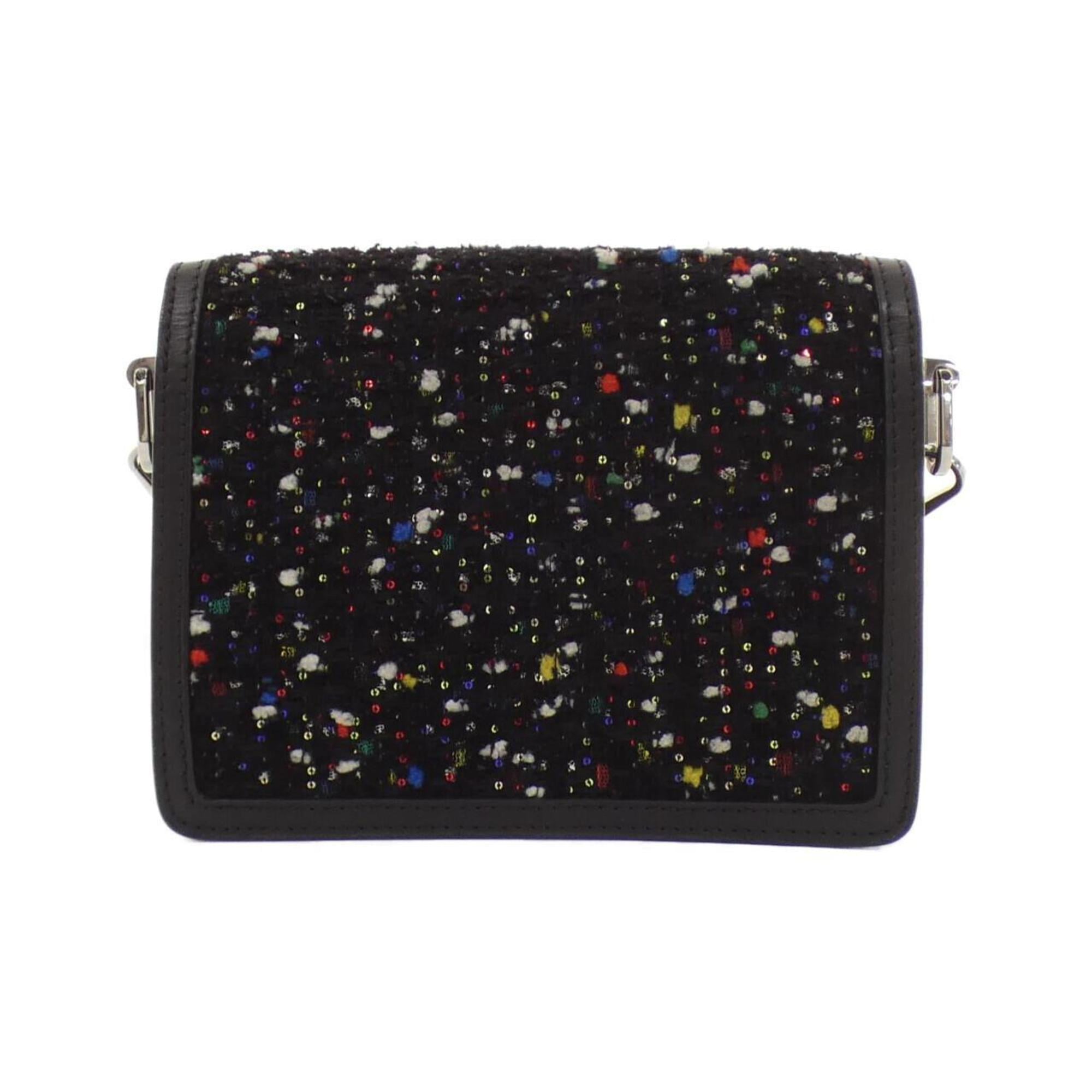 Louis Vuitton Black Tweed Spangles Leather Shoulder Bag