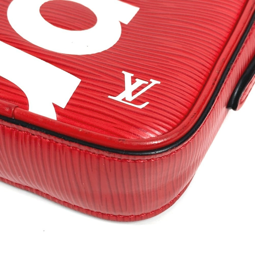 Louis Vuitton Red Color White Epi Leather Pochette Shoulder Bag