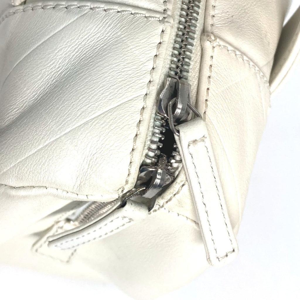 Chanel White Leather Boston Bag