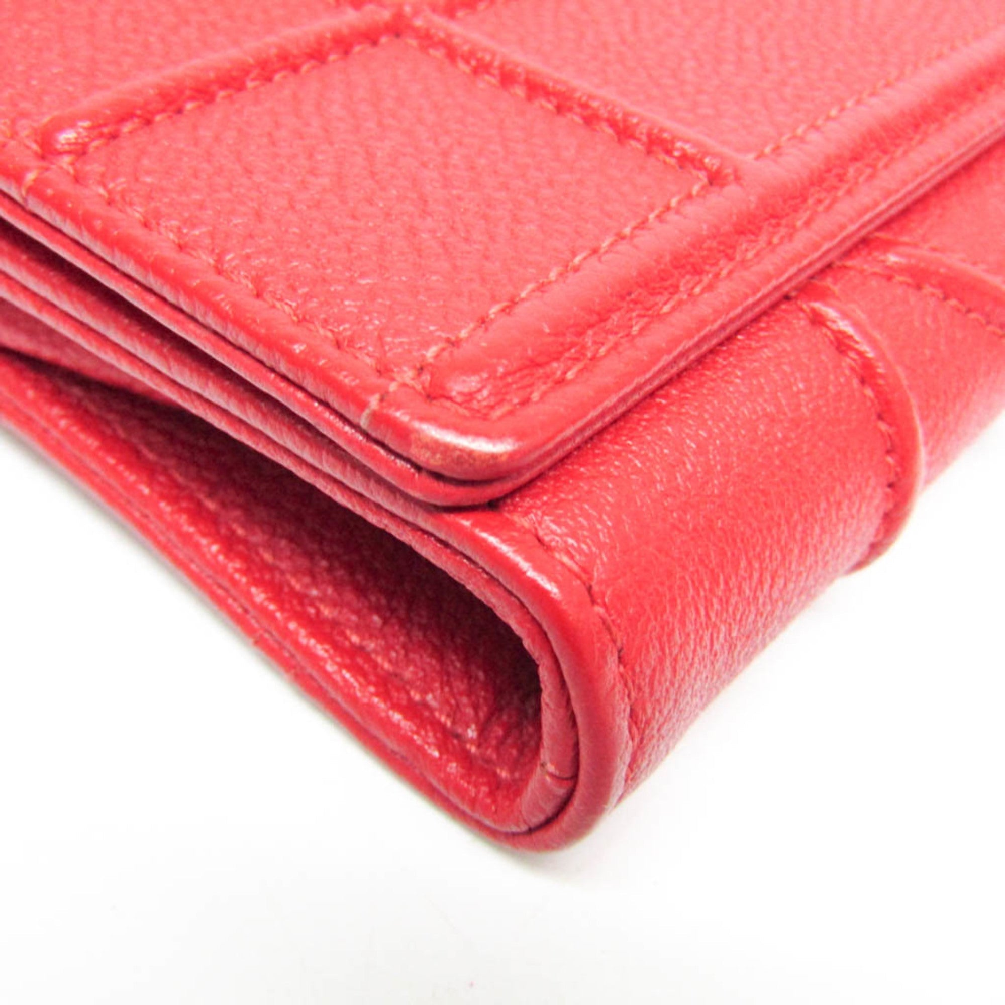Christian Dior Red Color Leather Chain/Shoulder Wallet (Pre-Owned)