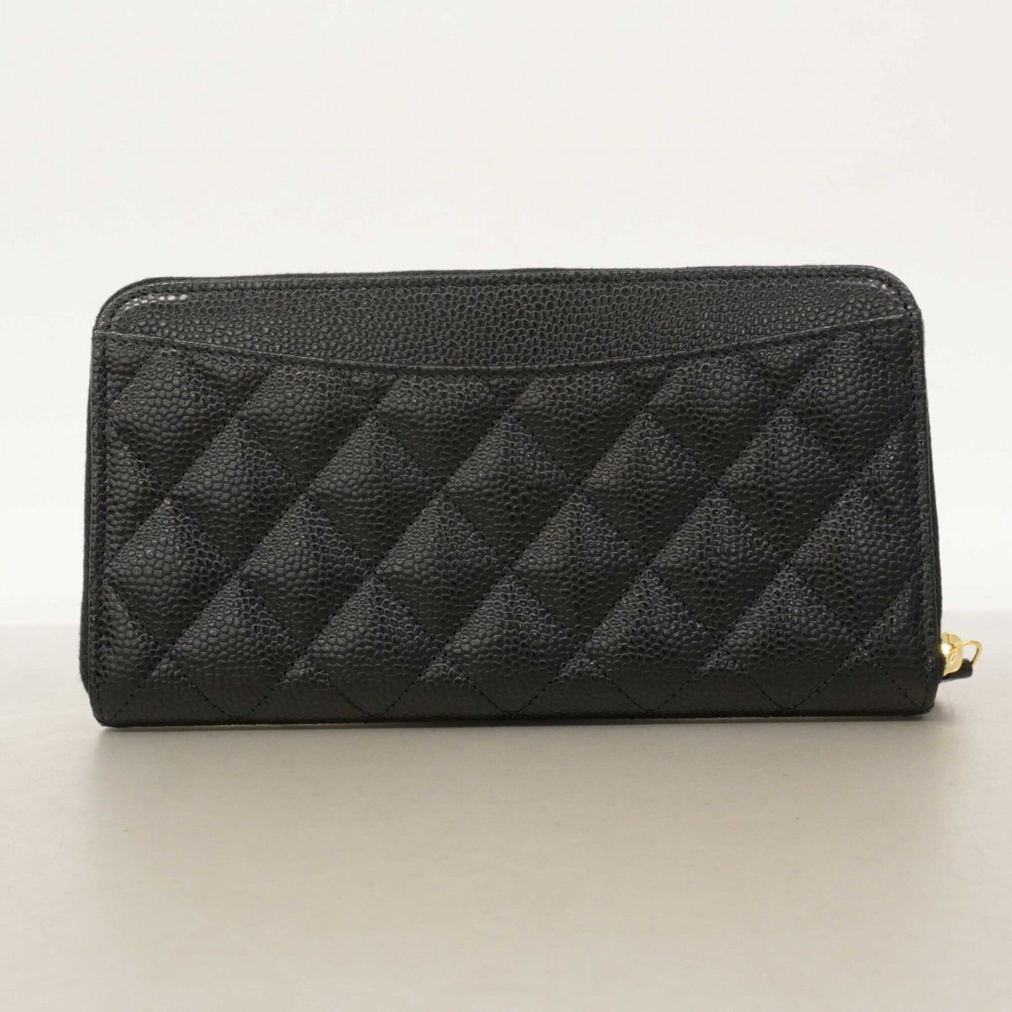 Chanel Black Grained Calfskin Long Wallet (Bi-Fold)